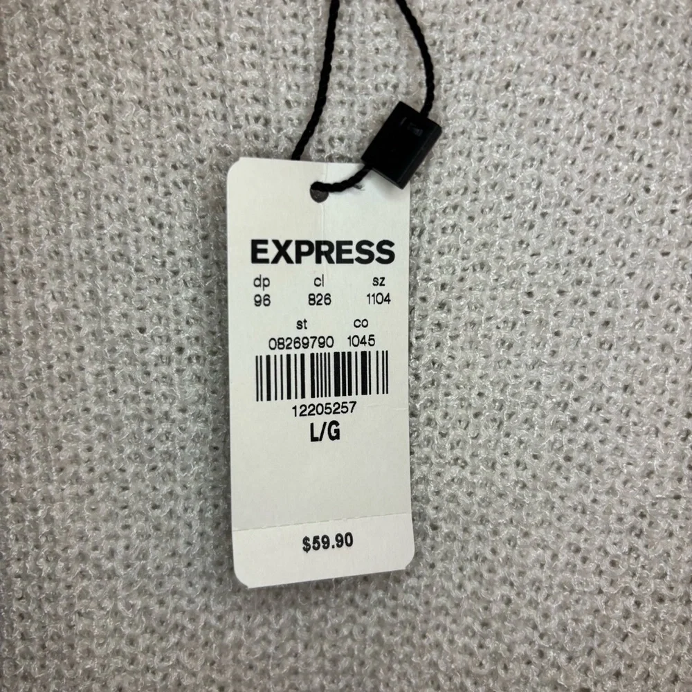 NWT Express Women’s White Long-sleeve Sweater Size L